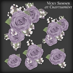 Sugar Plum Dusky Lilac Rose Corner Vignette PNG