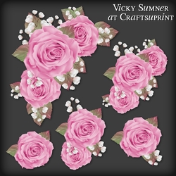 Sugar Plum Pink Rose Corner Vignette PNG