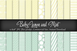 Baby Lemon and Mint A4 Digital Papers