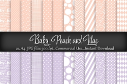 Baby Peach and Lilac A4 Digital Papers