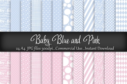Baby Pink and Blue A4 Digital Papers
