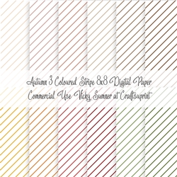 Autumn 3 Coloured Stripe 8x8 inch Digital Paper