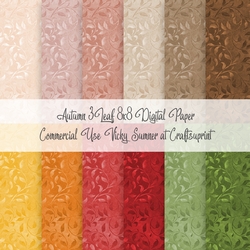 Autumn 3 Leaf 8x8 inch Digital Paper