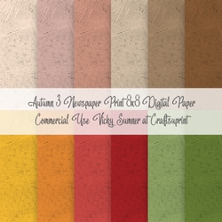 Autumn 3 Newspaper Print 8x8 inch Digital Paper