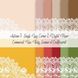 Autumn 3 Single Lace Corner 2 8x8 inch Digital Paper
