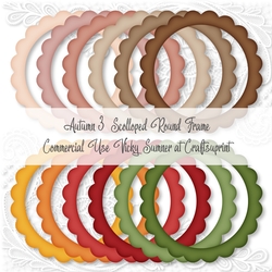 Autumn 3 Scolloped Round Frame PNG