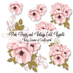 Pink Poppy and Vintage Gold Vignette