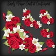 Red Roses Corner Vignette with 3 Bonus Papers