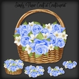 Blue Roses Basket Decoupage with 3 Bonus Papers