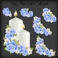 Blue Roses Candle Decoupage with 3 Bonus Papers