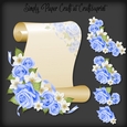 Blue Roses Scroll Decoupage with 3 Bonus Papers