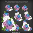 Blue Violet and White Rose Vignette Decoupage