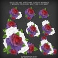 Violet Red and White Rose Vignette Decoupage