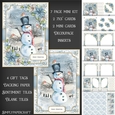 Blue Christmas Snowman Robins and Poinsettias Mini Kit