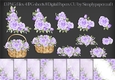 Lilac Watercolour Rose Vignette Basket and Papers