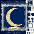 Navy and Gold Foil Crescent Moon Christmas 5