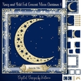Navy and Gold Foil Crescent Moon Christmas 6