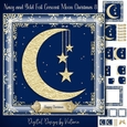 Navy and Gold Foil Crescent Moon Christmas 8