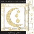 White and Gold Foil Crescent Moon Christmas 2