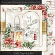 Watercolour Poinsettia Vintage Christmas No.1