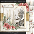 Watercolour Poinsettia Vintage Christmas No.2