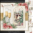 Watercolour Poinsettia Vintage Christmas No.3