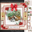 Christmas Animals Kitten and Robin 7x7 inch