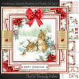 Christmas Animals Rabbits and Robin 7x7 inch