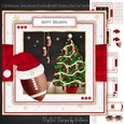 Christmas American Football with Santa Hat 7x7 inch