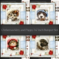  Christmas Kitty and Puppy 7x7 inch Bumper Set