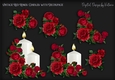 Vintage Red Roses Candles with Decoupage