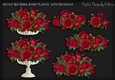 Vintage Red Roses Stone Planter with Decoupage