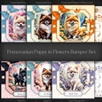 Pomeranian Puppy in Flowers Bumper Set