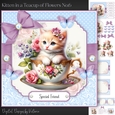 Kitten in a Teacup of Flowers No.6