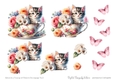 Kitten in a Teacup of Flowers Decoupage No.5