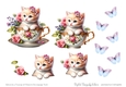 Kitten in a Teacup of Flowers Decoupage No.6