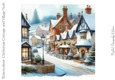 Watercolour Christmas Cottage and Village No.6