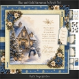 Blue and Gold Snowman 7x7 inch No.1