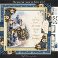 Blue and Gold Snowman 7x7 inch No.2