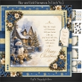 Blue and Gold Snowman 7x7 inch No.3