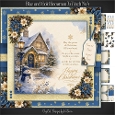 Blue and Gold Snowman 7x7 inch No.4