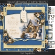 Blue and Gold Snowman 7x7 inch Open Book No.2