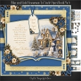 Blue and Gold Snowman 7x7 inch Open Book No.4