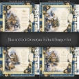 Blue and Gold Snowman 7x7 inch Bumper Set