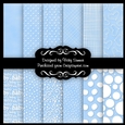 Baby Blue A4 Patterned Backing Paper Set of 12
