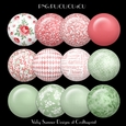 Vintage Pink Brad/Button Embelishment set of 12