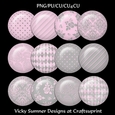 Pink and Grey Brads set of 12