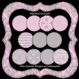 Pink anf Grey Chunky Fancy Frames set of 12