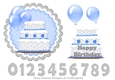Blue Birthday Cake Topper 1-100