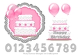 Pink Birthday Cake Topper 1-100